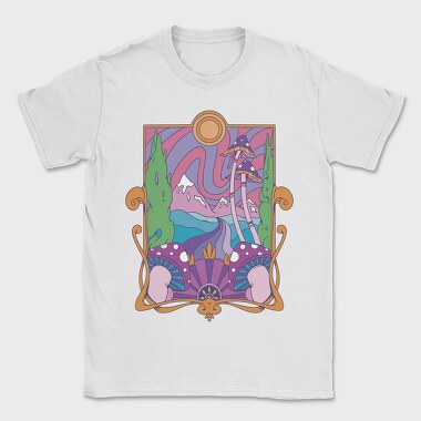 Retro Trippy Landscape, Tricou Barbati (Unisex)