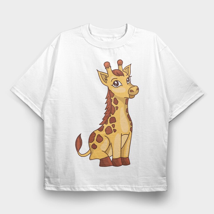 Cute Giraffe Cartoon, Tricou Oversize Barbati (Unisex)
