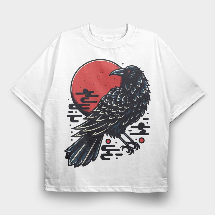 Crow Sunset, Tricou Oversize Barbati (Unisex)
