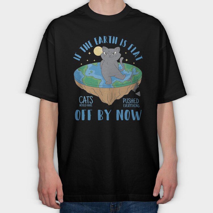 Bad Cat Flat Earth, Tricou Oversize Barbati (Unisex)