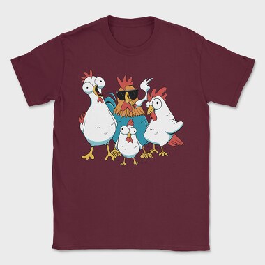 Rooster Cartoon Chickens, Tricou Barbati (Unisex)