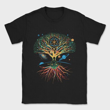 Sacred Geometry Meditating Colorful Magical Tree, Tricou Barbati (Unisex)
