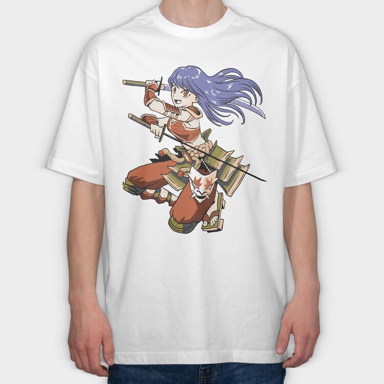 Samurai Girl, Tricou Oversize Barbati (Unisex)
