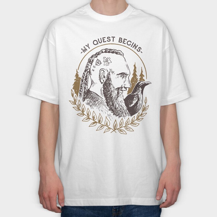My Quest Begins Viking, Tricou Oversize Barbati (Unisex)