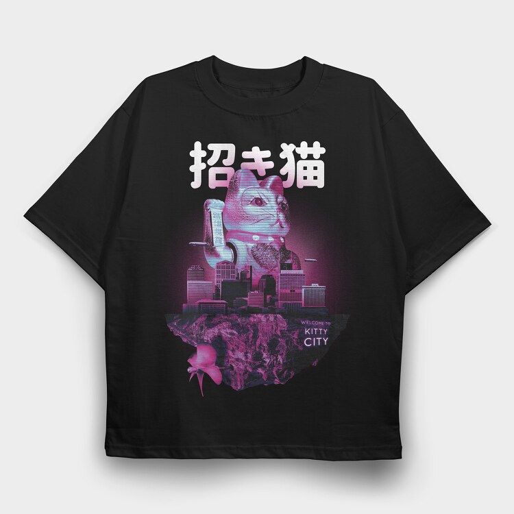 Floating Island Kittie City, Tricou Oversize Barbati (Unisex)