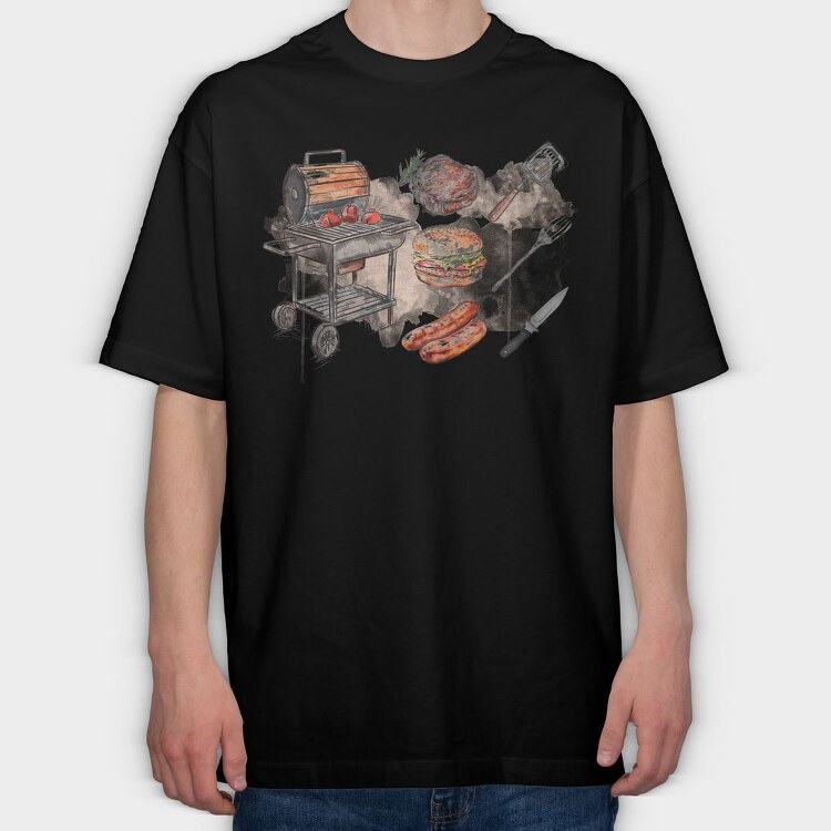 BBQ Elements, Tricou Oversize Barbati (Unisex)