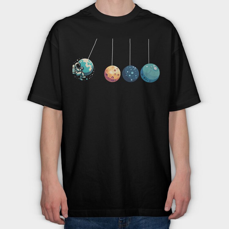 Astronaut Planets, Tricou Oversize Barbati (Unisex)