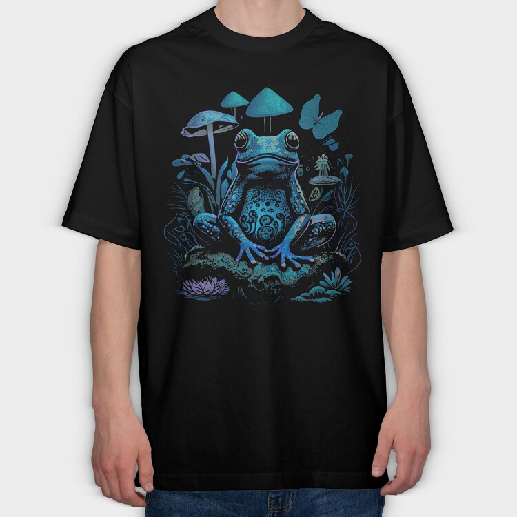 Trippy Frog Mushroom, Tricou Oversize Barbati (Unisex)