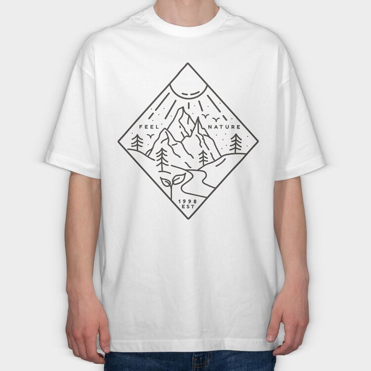 Nature Minimal Feel Nature, Tricou Oversize Barbati (Unisex)