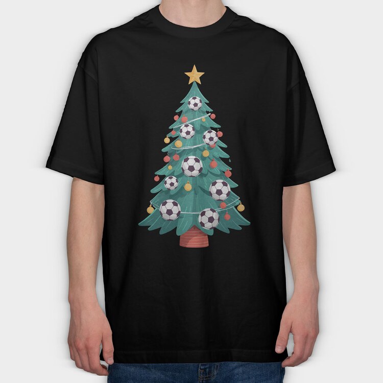 Football Christmas Tree, Tricou Oversize Barbati (Unisex)