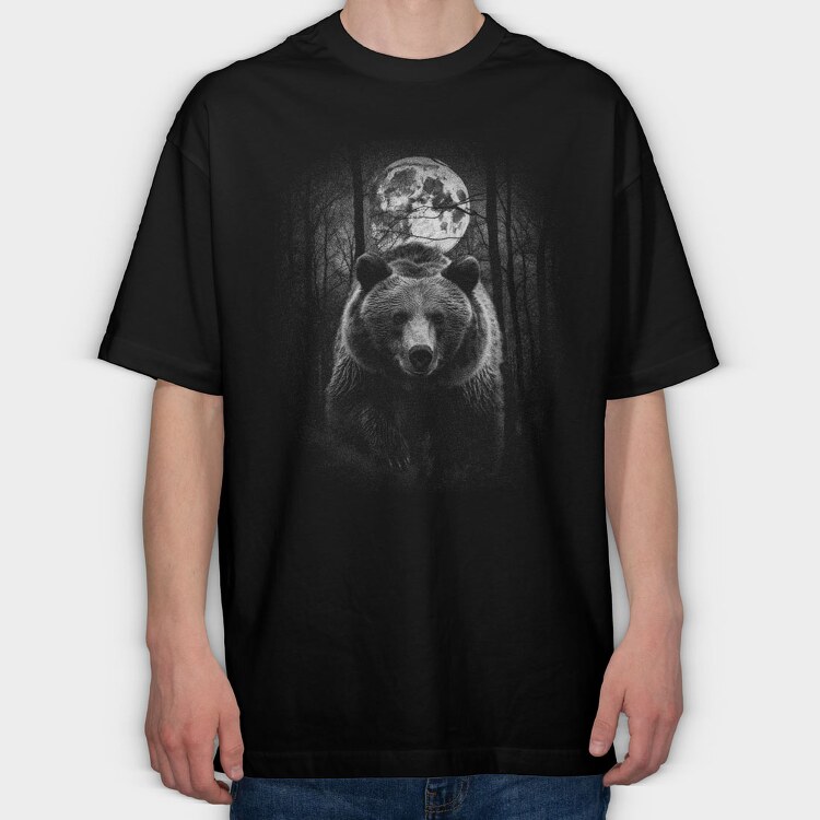 Forest Bear Moon, Tricou Oversize Barbati (Unisex)