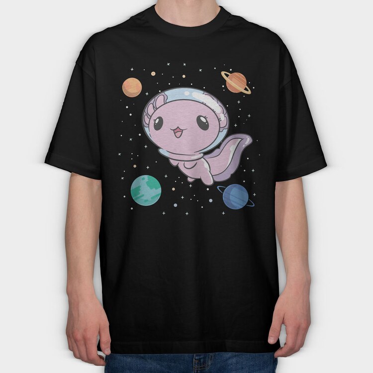 Axolotl Space, Tricou Oversize Barbati (Unisex)