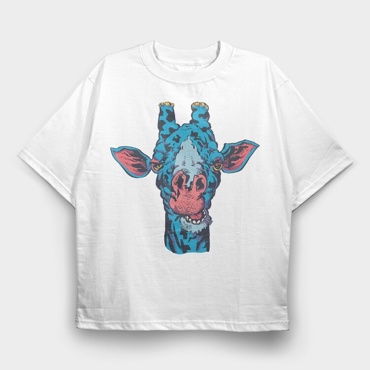 Blue Giraffe, Tricou Oversize Barbati (Unisex)