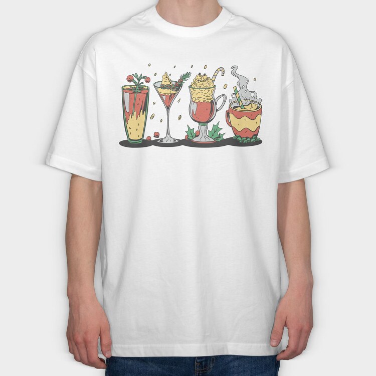 Tropical Drinks And Cocktails Christmas, Tricou Oversize Barbati (Unisex)