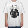 Gangster Cat In A Suit, Tricou Oversize Barbati (Unisex)