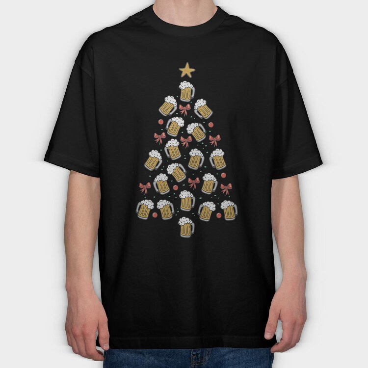 Beer Christmas Tree, Tricou Oversize Barbati (Unisex)