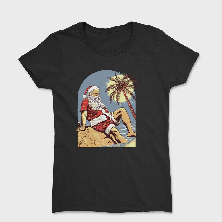 Tropical Santa Claus At The Beach Beachy Claus, Tricou Femei