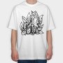 Tribal Kitsune Fox, Tricou Oversize Barbati (Unisex)
