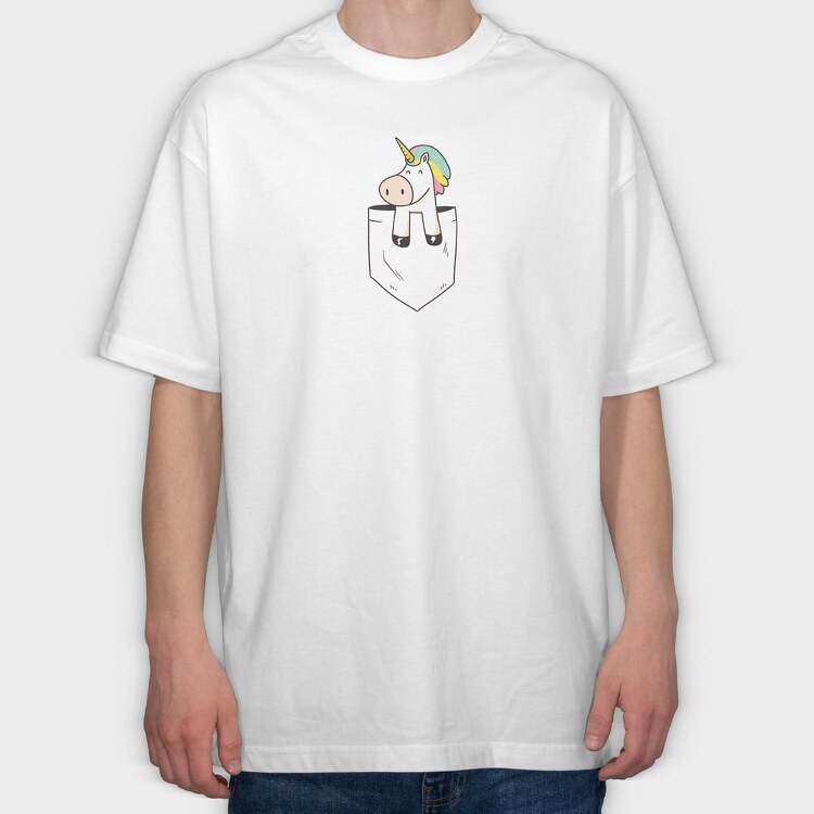 Unicorn Pocket, Tricou Oversize Barbati (Unisex)