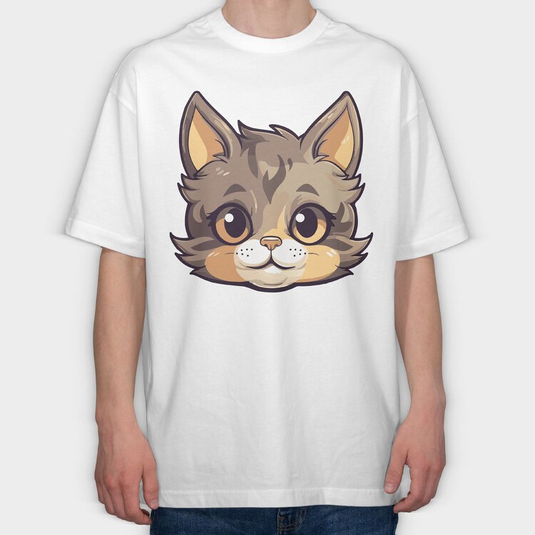 Funny Cat Cartoon, Tricou Oversize Barbati (Unisex)