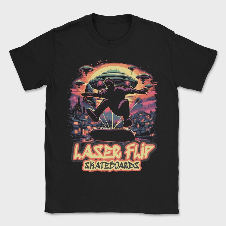 Trippy Skateboard Ufo Laserflip Skate, Tricou Barbati (Unisex)