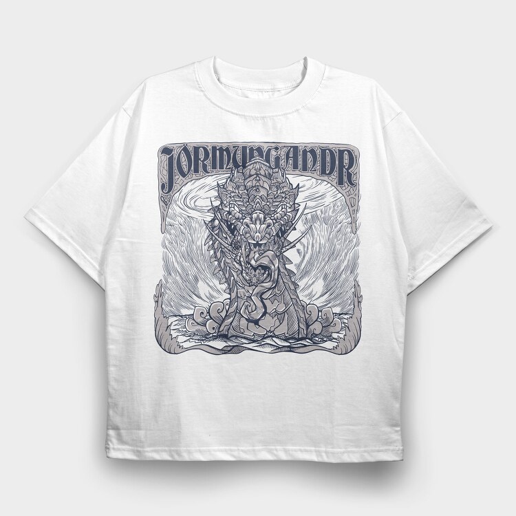 World Serpent Norse Mythology Jormungandr Snake, Tricou Oversize Barbati (Unisex)