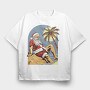 Tropical Santa Claus At The Beach Beachy Claus, Tricou Oversize Barbati (Unisex)