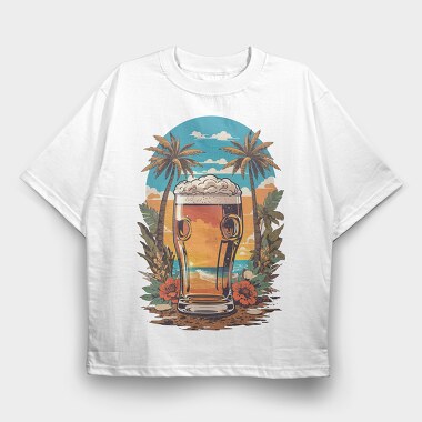 Tropical Beer Beach, Tricou Oversize Barbati (Unisex)