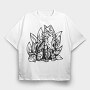 Tribal Kitsune Fox, Tricou Oversize Barbati (Unisex)