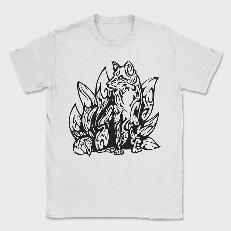 Tribal Kitsune Fox, Tricou Barbati (Unisex)