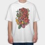 Traditional Japanese Tiger Floral, Tricou Oversize Barbati (Unisex)