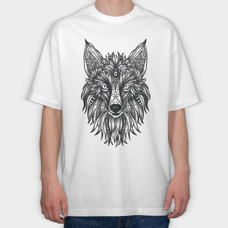 Tribal Fox 001, Tricou Oversize Barbati (Unisex)