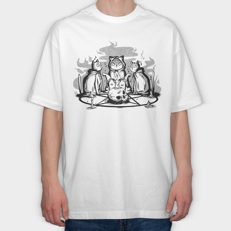 Satanic Cat Animal Ritual, Tricou Oversize Barbati (Unisex)