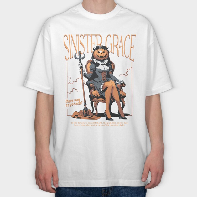 Sinister Grace Pumpkin Creepy, Tricou Oversize Barbati (Unisex)