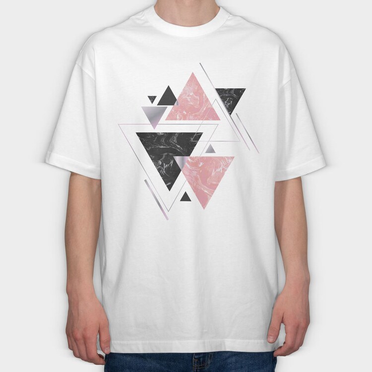 Triangles Geometric Throw Pillow Abstract 01, Tricou Oversize Barbati (Unisex)