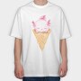 Axolotl Ice Cream Watercolor, Tricou Oversize Barbati (Unisex)