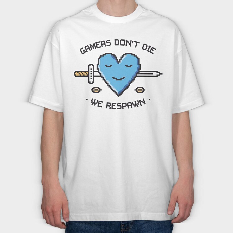 Gamers Dont Die We Respawn, Tricou Oversize Barbati (Unisex)