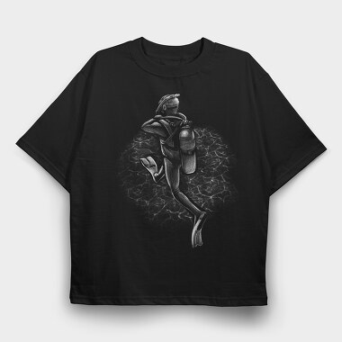 Scuba Diver Monochrome, Tricou Oversize Barbati (Unisex)
