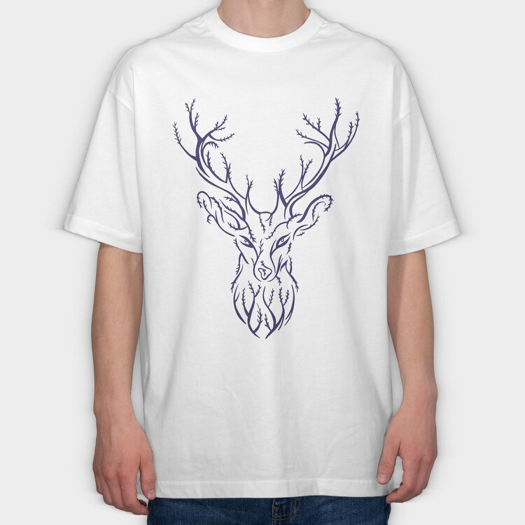 Tree Deer Branches, Tricou Oversize Barbati (Unisex)