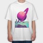 Saturn Planet Vaporwave Explore, Tricou Oversize Barbati (Unisex)