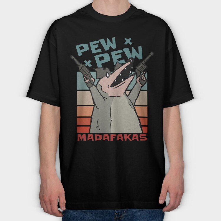 Opossum Retro Sunset, Tricou Oversize Barbati (Unisex)
