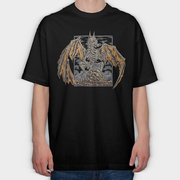 Skeleton Dragon, Tricou Oversize Barbati (Unisex)
