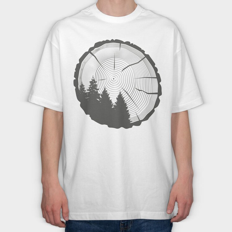 Tree Trunk Nature Rings, Tricou Oversize Barbati (Unisex)