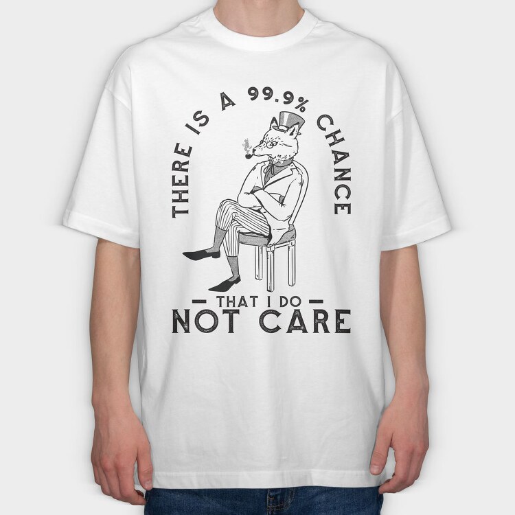 Sarcastic Fox I Don T Care, Tricou Oversize Barbati (Unisex)