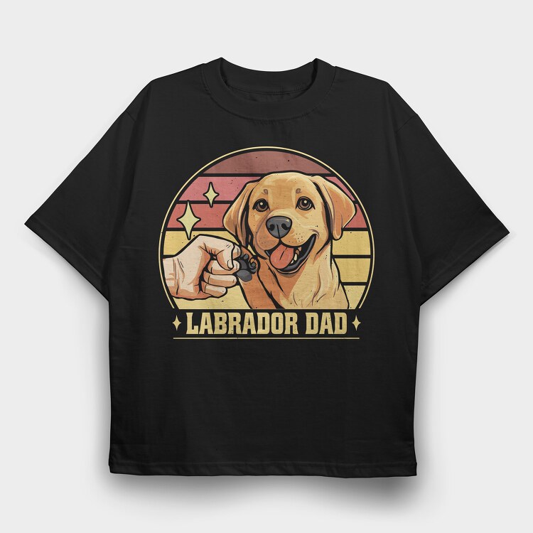 Labrador Dad Retro, Tricou Oversize Barbati (Unisex)