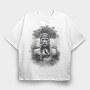 Viking Woman With Wolf, Tricou Oversize Barbati (Unisex)