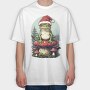 Santa Hat Frog Holiday Christmas Cottagecore, Tricou Oversize Barbati (Unisex)