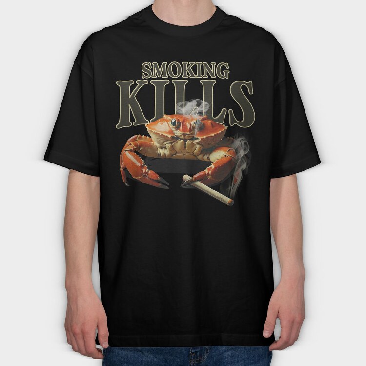 Sarcastic Crab Smoking, Tricou Oversize Barbati (Unisex)