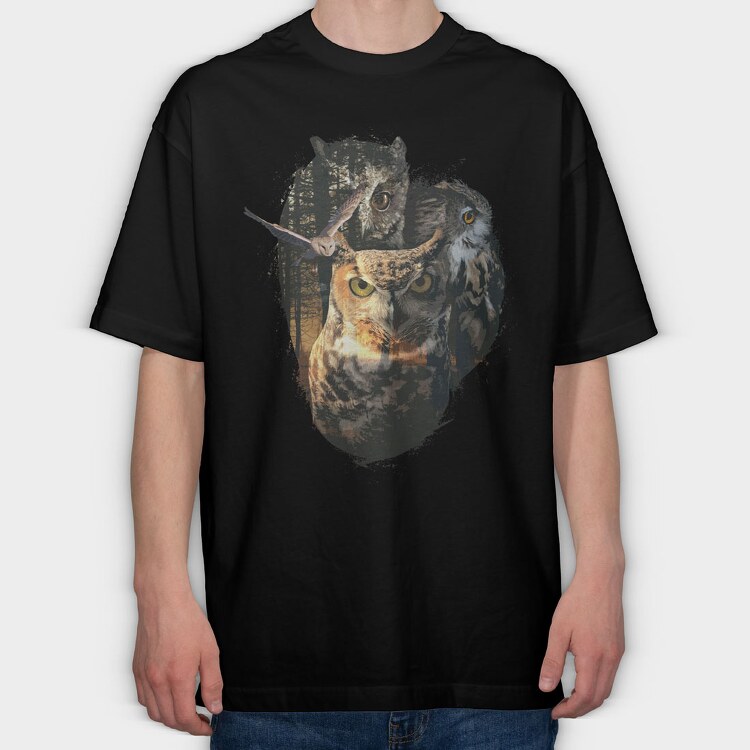 Owls Forest, Tricou Oversize Barbati (Unisex)