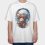 Santa Through The Sky Steampunk Globe, Tricou Oversize Barbati (Unisex)